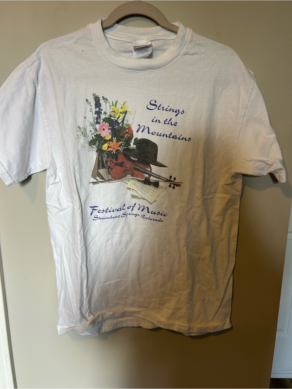 Hanes White Short-Sleeve Tee with Colorful Festival Graphic
